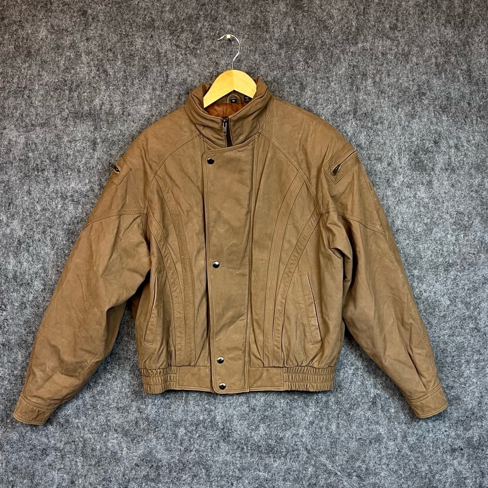 Gallucci Tan Military Field Jacket Size Medium Leather